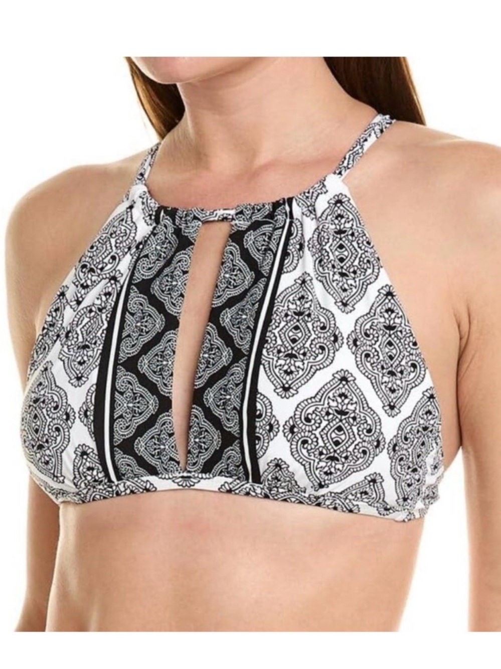 LA BLANCA Women's Standard High Neck Midkini Swimsuit Top size 14 NWT